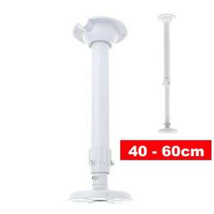 Fehér projektor mennyezeti tartó, teleszkópos, 40-től 60 cm-ig állítható - Biztonságtechnikai kiegészítő