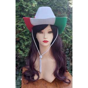 Magyar zászló cowboy kalap, piros fehér zöld, felnőtt méret, állítható állpánttal - Férfi kalap