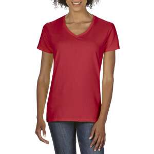 V-nyakú prémium Női rövid ujjú póló, Gildan GIL4100V, Red-L 78254847 Női pólók