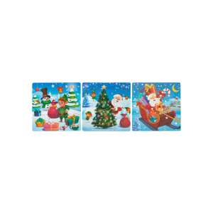 3 Weihnachts-Puzzle, 9, 12 und 16 Teile, mit Schneemann, Elf und Weihnachtsmann - Puzzle