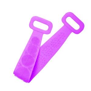Purple silicone bath scrubber with two handles, for deep cleaning and exfoliating dead skin - Bath Sponge, Washcloth, Glove