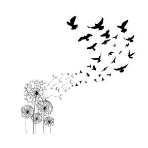 Falmatrica pitypanggal és madarakkal, fekete, Original Deals - Gyerek falmatrica