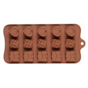 Силиконова форма за бонбони Original Deals, форми сърце, роза, подарък, 12 кухини - Форма за печене