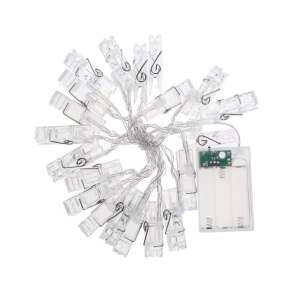 Original Deals Prémium fényfüzér 20 LED izzóval és 20 kampóval a fotókhoz, fehér fény - Nonbrand Fényfüzér