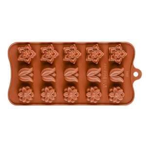 Силиконова форма Original Deals за приготвяне на шоколад, бонбони, желе или ледени кубчета, 3 цветни букета, 21 x 10 x 1 cm - Форма за печене