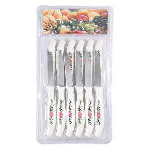 Set of 12 stainless steel paring knives with floral design handles, 16cm, ORIGINAL DEALS - Kitchen Knife