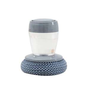 Четка за миене на съдове с дозатор за сапун, марка Original Deals, сива и прозрачна пластмаса, за почистване на чинии, тенджери, тигани и други кухненски артикули - Почистваща гъба, четки