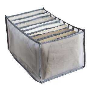 Оригинални оферти кутия от текстилна мрежа, 9 отделения, сива, кутия за съхранение на дрехи - Съхранение и сортиране