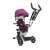 Tesoro purple and white rotating seat tricycle with safety harness and storage baskets