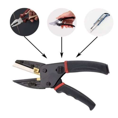 Multifunctional scissors with spare blade, for cutting cable, wire, and other materials