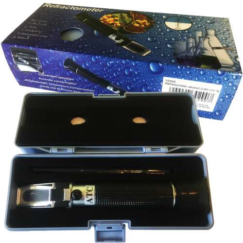 Alcohol Refractometer 0-80 V/V % ATC, Handheld Refractometer for Measuring Alcohol Content in Liquids, Alcohol Meter, Alcohol Tester, Refractometer for Spirits, Alcohol Concentration Meter