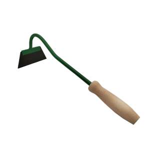 Green garden hoe with wooden handle, 115 mm - Cemetery Tool
