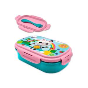 Gabby's Dollhouse lunch box and cutlery set, featuring a colorful design with Gabby the cat and a rainbow, perfect for kids' lunches - Feeding