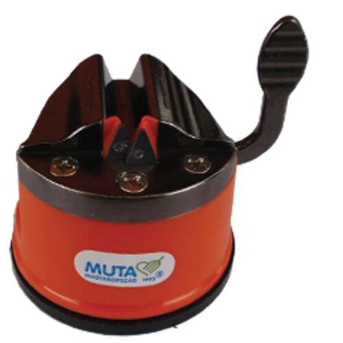 MUTA knife sharpener with suction cup, red and black