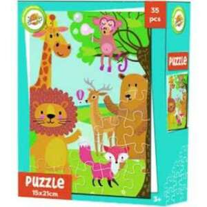 Toy Universe 35-teiliges Tier-Puzzle für Kinder mit Giraffe, Affe, Bär, Reh, Löwe und Fuchs - Puzzle