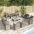 vidaXL Polyrattan Kerti Ülőgarnitúra - 16 részes - Szürke 78490718
