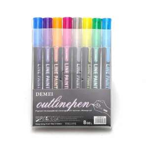 Filctoll készlet ,ezüst színű vonalak színes kontúrral , íráshoz, rajzoláshoz, kiemeléshez, 8 db-os