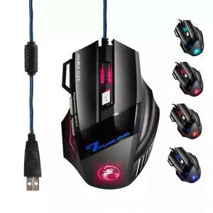 iMice X7 vezetékes gamer egér RGB világítással, 7200 DPI, fekete - Egér