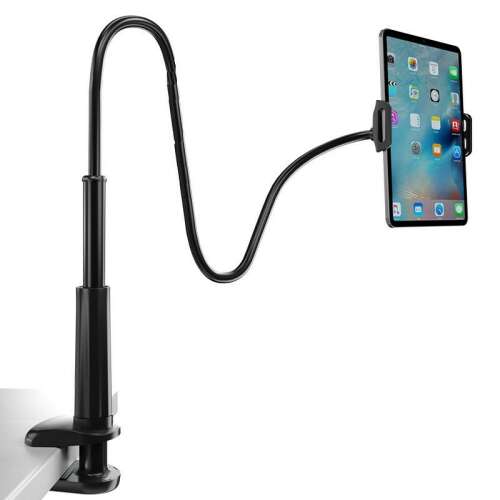 Flexibilis Telefon- és Tablettartó, asztalra/ágyra szerelhető, 6.5cm asztalszélességig, fekete