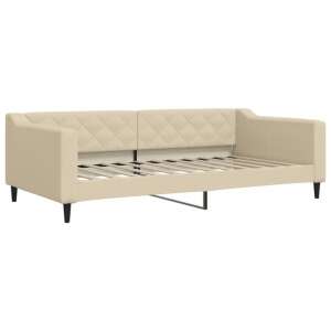 vidaXL cream pull-out fabric sofa bed with drawers, 100x200 cm, front view - VidaXL Sofa