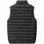 Back view of black heated vest for men, 3 heat settings, USB cable included