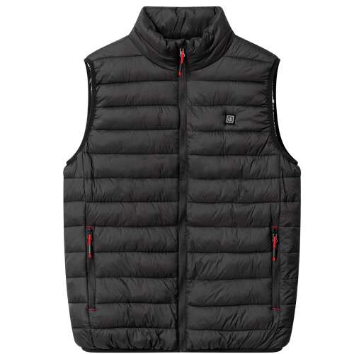 Black heated vest for men, 3 heat settings, USB cable included