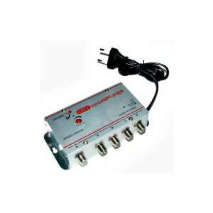 Discern CATV signal amplifier with 4 outputs, for improving TV signal quality - Signal Booster