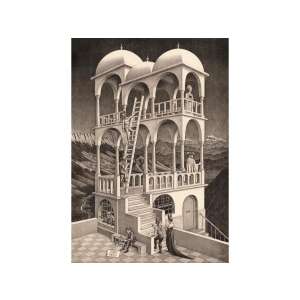 Fertiges 1000-teiliges Puzzle von M.C. Eschers Belvedere-Kunstwerk aus der Novo Art-Serie von Clementoni - Clementoni Puzzle