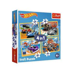 Puzzle Hot Wheels 4 v 1, 4 rôzne puzzle s autami Hot Wheels, značka Trefl - Puzzle
