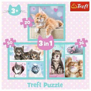 Trefl Słodkie Kotki Puzzle 3w1: Kolaż puzzli 20, 36 i 50 elementów - Trefl Puzzle