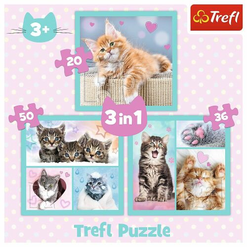 Trefl Süße Kätzchen 3-in-1 Puzzle: Collage aus 20, 36 und 50 Teilen
