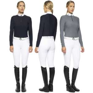 Cavalleria Toscana Női Hosszú Ujjú Lovas Verseny Ing, Sötétkék, Szürke, Fehér - Női blúz, ing