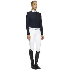 Cavalleria Toscana Női Hosszú Ujjú Lovas Ing, Tengerészkék Fehér Gallérral - Női blúz, ing