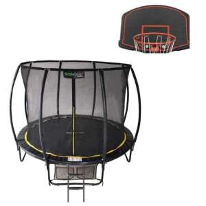 SmileSPORT by Pepita Prémium Trambulin létrával és cipőtárolóval 366cm + Kosárlabda palánk #fekete