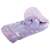 Purple glow in the dark unicorn and stars blanket rolled up on a white background