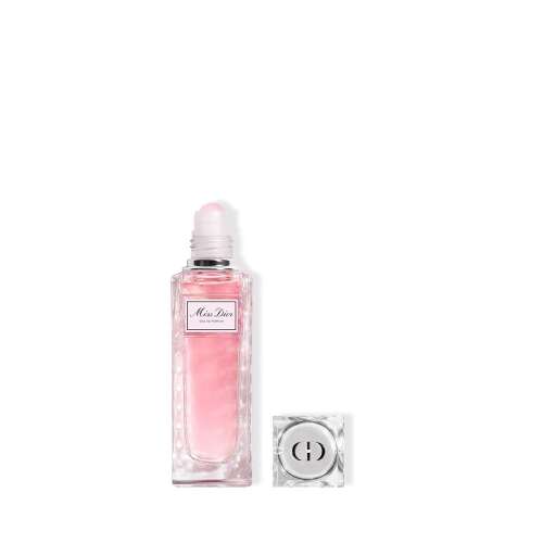 Christian Dior Miss Dior Roller Pearl Eau de Parfum 20 ml, egy görgős üvegben lévő parfüm, ezüst kupak és rózsaszín folyadék - Dior