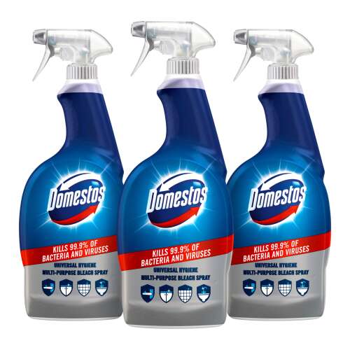 Domestos Universal Hygiene Viacúčelový bieliaci sprej, 3-balenie, zabíja 99,9% baktérií a vírusov