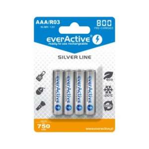 everActive Silver Line 800mAh AAA wiederaufladbare Batterien, 4er Pack - EverActive