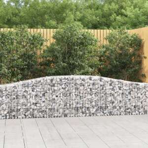 vidaXL 5 piece curved galvanized steel gabion basket 400x30x60/80 cm, filled with stones, garden decoration - Fence element