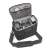Cullmann Malaga Maxima 120 camera bag, black, interior view with camera, lens, flash and accessories