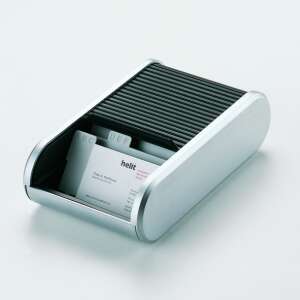 Držač za vizitke Helit, srebrni i crni, kapacitet 300, s abecednim karticama - Moda i odjeća