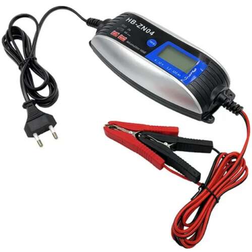 MaxSpeed 31HB2N04 Intelligens akkumulátor töltő 6/12V - 2/4A, 1.2-120Ah, LCD kijelző, motorkerékpár és autó akkumulátorokhoz - Maxspeed