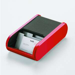 Helit Linear red and black business card holder, 300 capacity, with alphabetical tabs - Helit