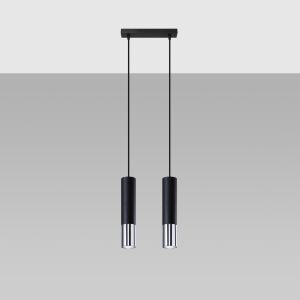 Lampa wisząca LOOPEZ czarno-chromowana, zdjęcie studyjne - Sollux
