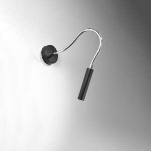 Lampa ścienna AXIL czarna z elastycznym ramieniem na białym tle - Sollux