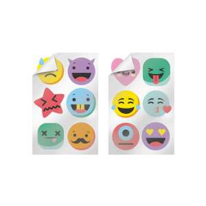 Set de autocolante cu perle și sclipici, 3 tipuri, 1 buc., Design Emojis, 12 autocolante - Grafix