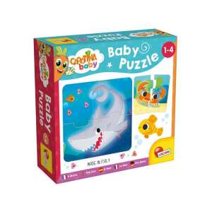 Carotina Baby Puzzle - Sea Animals, 4 piece puzzle for toddlers, made in Italy - Developmental Toy for Preschooler