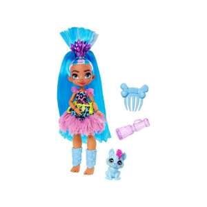Cave Club Tella Puppe mit blauen Haaren, rosa und Leopardenmuster-Outfit, Hunch Haustier, Knochenkamm und Teleskopzubehör - Mattel