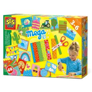 SES Creative Mega Set für Mädchen, 48 Teile, inklusive Schere, Papier und verschiedene Designs für kreative Aktivitäten - SES Creative