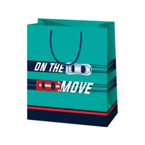 Geschenkpapier-Tasche mit Rennauto-Design, 27x14x33cm - Kunst & Hobby